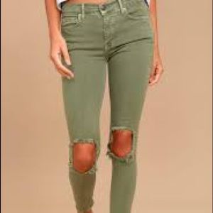 FREE PEOPLE HIGH RISE OLIVE GREEN JEANS